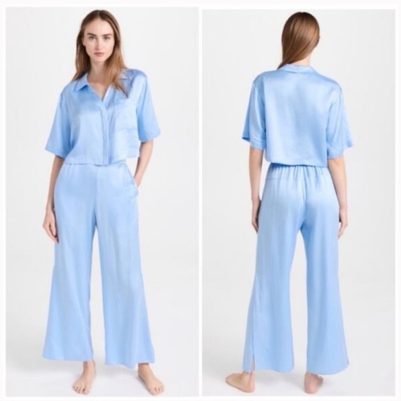 lunya Other - Lunya washable silk high rise pajama set, M, light blue, excellent condition